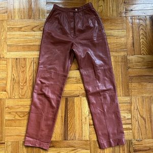 VTG 80s Marc D’Alcy Rust Brick Brown Highwaist Leather Trouser Pants Sz 6